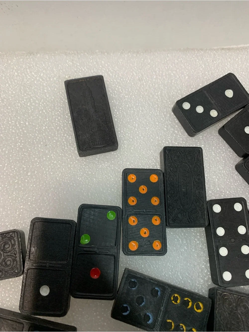 Whitman Disney Dominoes Plastic Tile Game Pieces Lot, Black & Blue